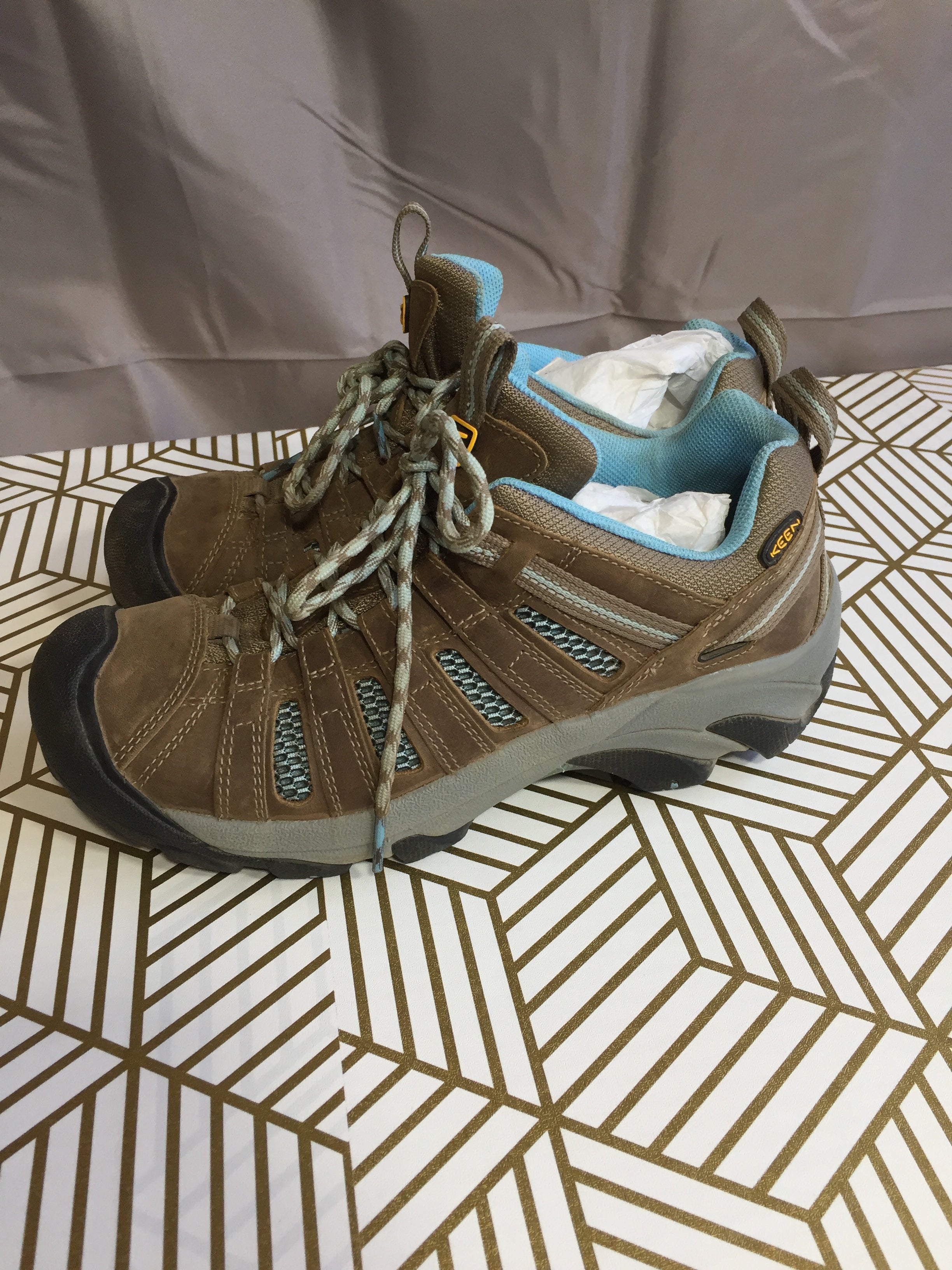 Keen Voyageur 1011523 Women's US Size 10 Hiking Shoes Brindle/Alaskan Blue (8008200618222)